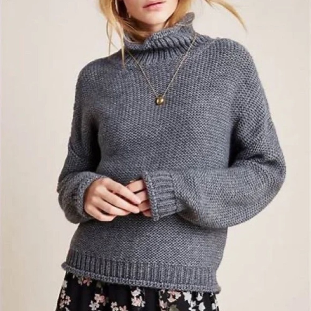 Anthropologie Lottie Textured Sweater in Grey